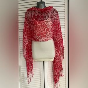 Tickled Pink scarf- bright pink with white circles 100% cotton 24 x 76”